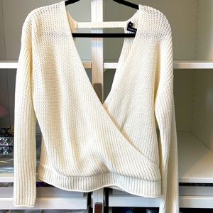 Cream Double V  wrap knit